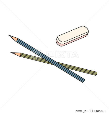 two  pencils and an eraser 117485808