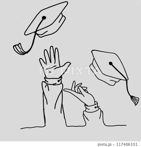 University Graduation celebration with throwing cap 117486101