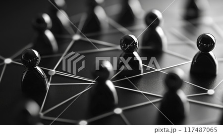 Unified Vision: Black and White Symbol of Business Teamwork. Generative AI	 117487065