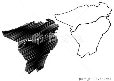 Achtkarspelen municipality (Kingdom of the Netherlands, Holland, Frisia or Friesland province) map vector illustration, scribble sketch Achtkarspelen map 117487661