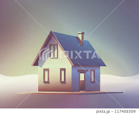 かわいい家の立体イラスト。CG風。AI生成画像。 117488309