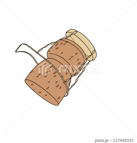 champagne cork outline color vector illustration	 117488335