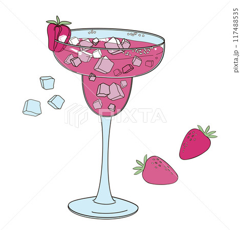alcoholic cocktail with strawberries ice and tequila margarita alcoholic cocktail with strawberries ice and tequila margarita 117488535