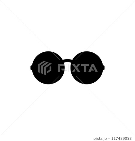 Reading glasses black dark icon with round lenses. Element for a website for the blind and visually impaired. Isolated vector clipart and illustration on white background. Editable template. 117489058