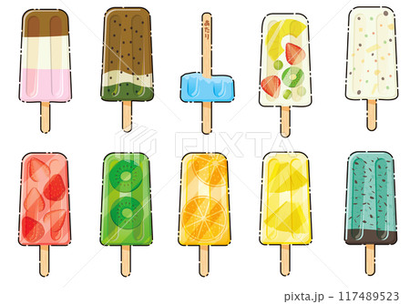 棒付きアイスキャンディーのイラスト素材 [117489523] - PIXTA
