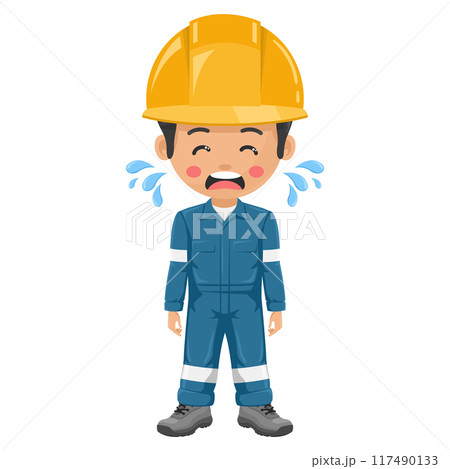 Crying supervisor symbolizing the humanity and vulnerability of engineers, highlighting the emotional stress and mental burden they face in their daily work. Industrial safety and occupational health Crying supervisor symbolizing the humanity and vulnerability of engineers, highlighting the emotional stress and mental burden they face in their daily work. Industrial safety and occupational health 117490133