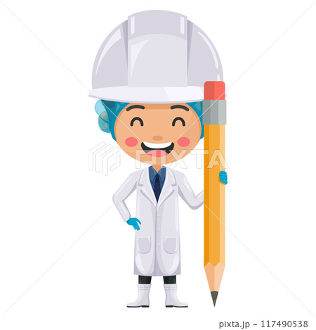 Quality control supervisor carrying a pencil symbolizing the importance of design, planning and documentation in the food industry. Food industry engineer. Safety in food production and processing 117490538
