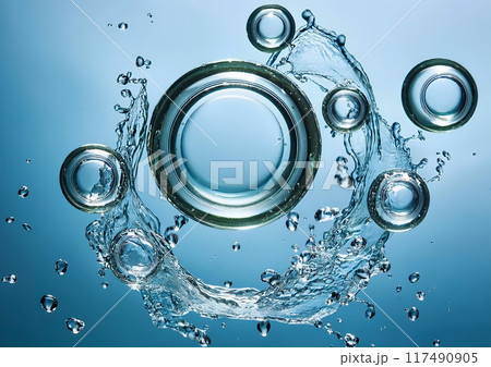 水の輪の形をした抽象的な水 117490905