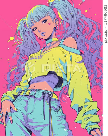 おしゃれな服装で立っている女の子 おしゃれな服装で立っている女の子 117490983