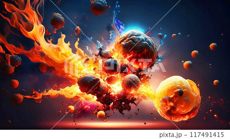 炎が渦巻く抽象的な背景 炎が渦巻く抽象的な背景 117491415