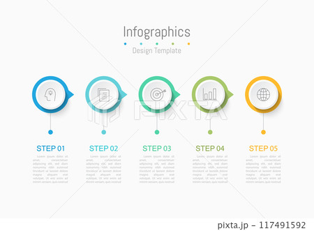 Infographic 5 options design elements for your business data. Vector Illustration. 117491592