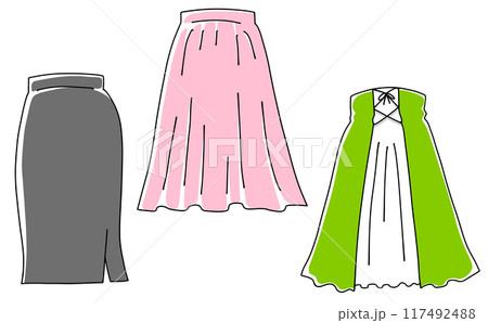 ゆるめシンプルロングスカートセット1　ベタ塗り 117492488