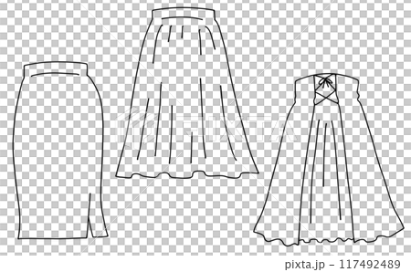 寬鬆簡約長裙套裝1線描 寬鬆簡約長裙套裝1線描 117492489