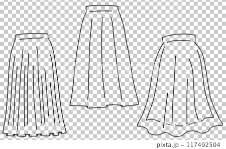 寬鬆簡約長裙套裝2線描 寬鬆簡約長裙套裝2線描 117492504