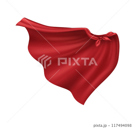 Flattering red satin hero cape realistic vector illustration Flattering red satin hero cape realistic vector illustration 117494098