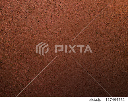 暗い赤茶色の土壁のなかに藁の風合いが残る表面の横長の背景画像 暗い赤茶色の土壁のなかに藁の風合いが残る表面の横長の背景画像 117494381