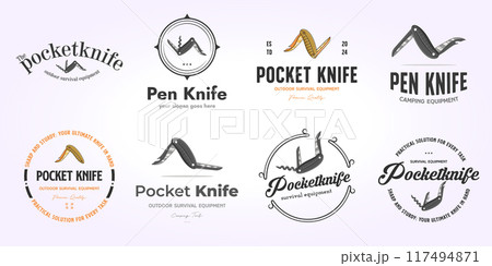 set bundle of pocket knife icon logo solid style. vector icon design element multifunction tool 117494871
