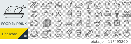食べ物と飲み物に関するアイコンセット 食べ物と飲み物に関するアイコンセット 117495260