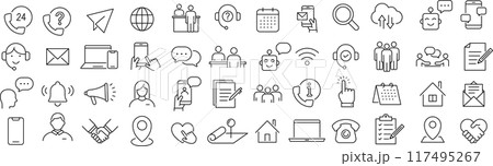 ベクターでモノクロの問い合わせに関する線画アイコンセット ベクターでモノクロの問い合わせに関する線画アイコンセット 117495267