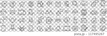 ベクターでモノクロの問い合わせに関する線画アイコンセット ベクターでモノクロの問い合わせに関する線画アイコンセット 117495267