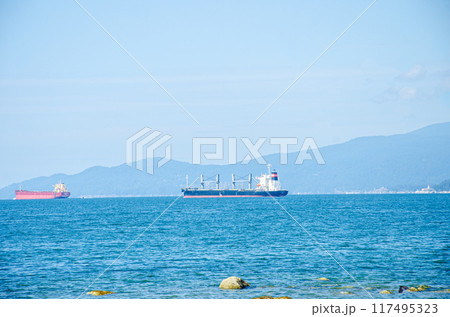 Ships approaching sea port Ships approaching sea port 117495323