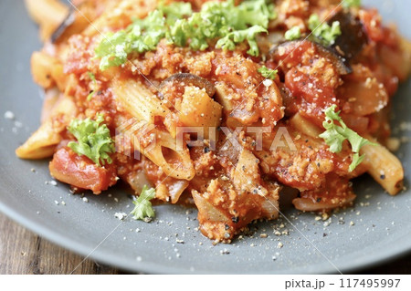 ソイミートを使ったヘルシーなペンネアラビアータ 117495997
