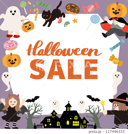 ハロウィンセールのイラストバナー ハロウィンセールのイラストバナー 117496355
