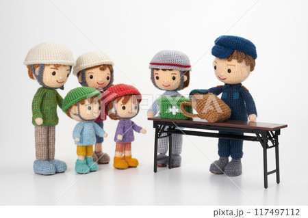 あみぐるみ人形　防災訓練 117497112