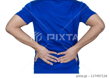 The man has back pain and bone pain. The man has back pain and bone pain. 117497126