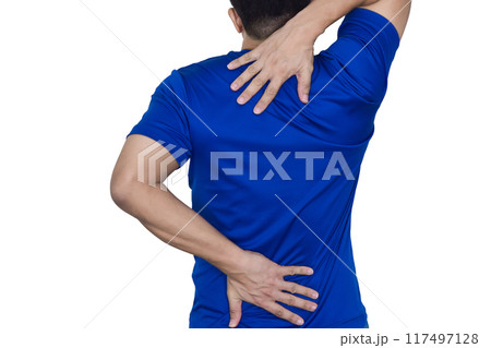 The man has back pain and bone pain. The man has back pain and bone pain. 117497128