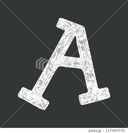 Playful hand drawn chalk textured letter A 117497570