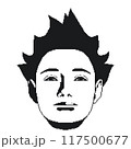 ピクセルアート・風に吹かれる若い男性の顔 117500677