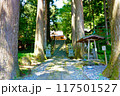 真夏の晴れた須山浅間神社参道 117501527
