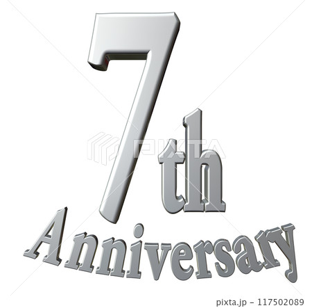 3DCG文字「7th Anniversary/7周年」シルバー,銀 117502089
