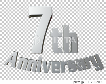 3DCG文字「7th Anniversary/7周年」シルバー,銀 117502090