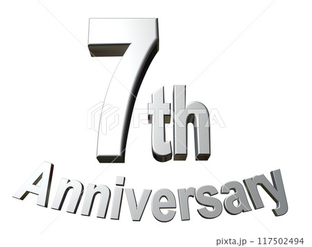 3DCG文字「7th Anniversary/7周年」シルバー,銀 3DCG文字「7th Anniversary/7周年」シルバー,銀 117502494