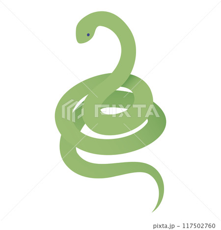 とぐろを巻いた青い蛇、青大将のベクターイラスト とぐろを巻いた青い蛇、青大将のベクターイラスト 117502760