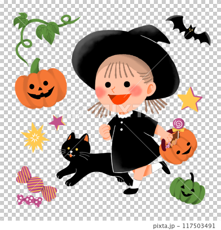 ハロウィンを楽しむ女の子 ハロウィンを楽しむ女の子 117503491