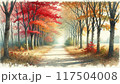 紅葉した木々と落ち葉の絨毯 117504008