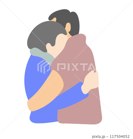 side view of lover couple hugging each other illustration vector isolated on white background 117504052