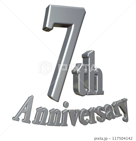 3DCG文字「7th Anniversary/7周年」シルバー,銀 3DCG文字「7th Anniversary/7周年」シルバー,銀 117504142