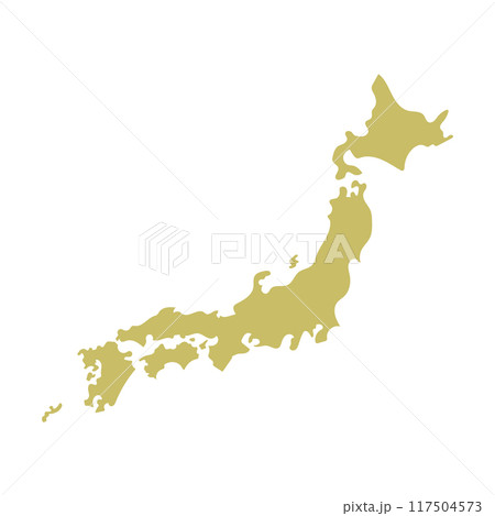 シンプルな日本地図のシルエット ( ベクター シンプル 色 ) 117504573