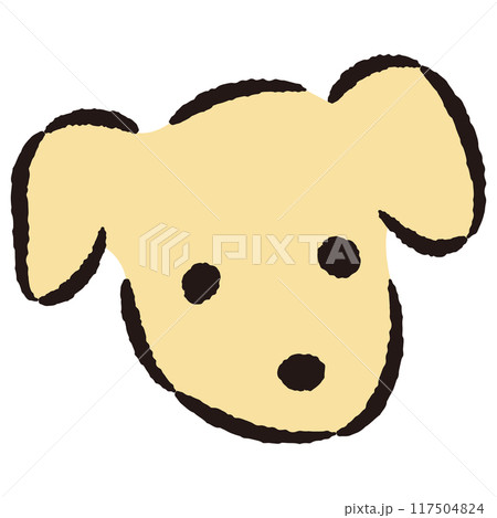 シンプルな犬の顔の手描きイラスト 117504824