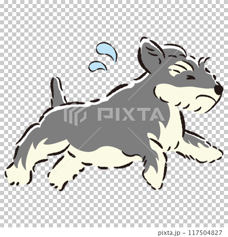 Illustration of a dog running away with a troubled expression Illustration of a dog running away with a troubled expression 117504827