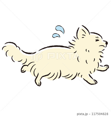 困った表情で逃げる犬のイラスト 117504828
