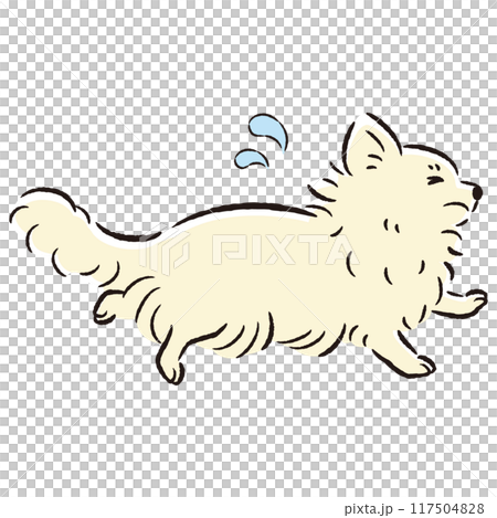 困った表情で逃げる犬のイラスト 117504828