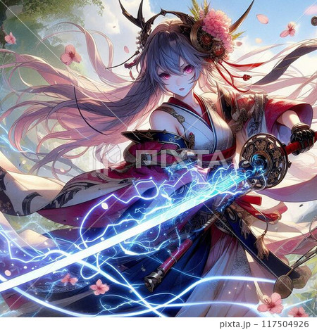 刀・ブレードを構える女剣士・戦士・騎士イラストのイラスト素材 [117504926] - PIXTA