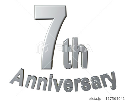3DCG文字「7th Anniversary/7周年」シルバー,銀 117505041