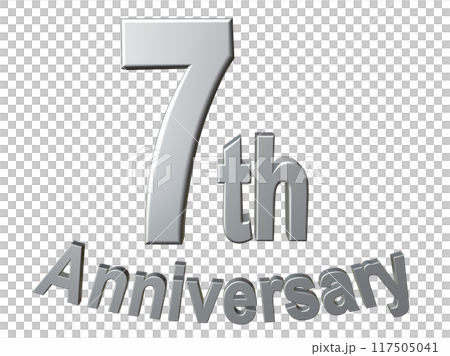 3DCG文字「7th Anniversary/7周年」シルバー,銀 117505041