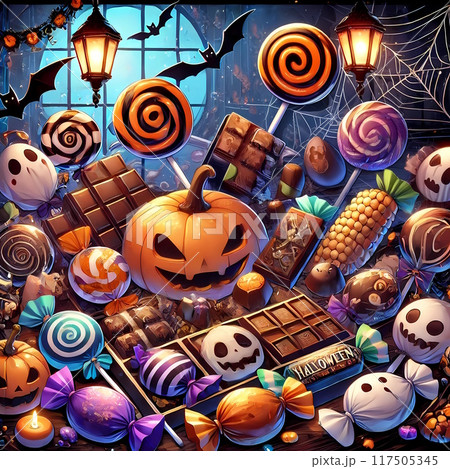 カラフルでポップなハロウィンのお菓子3 カラフルでポップなハロウィンのお菓子3 117505345